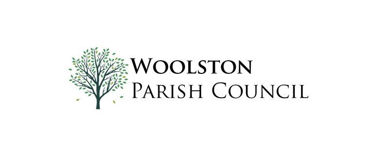 Woolston Parish Council logo with a green tree graphic on a white background.